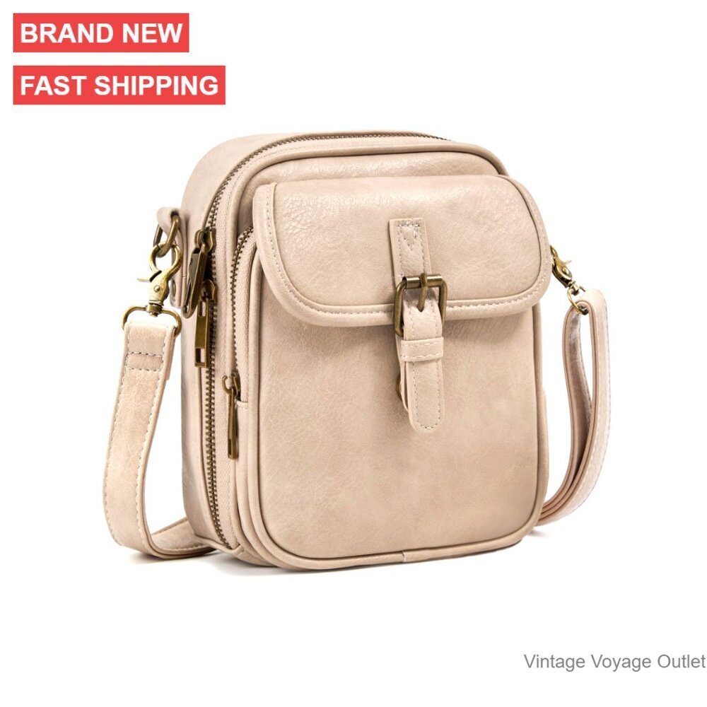 Vegan Leather Crossbody Bag with Card Slots, Anti-Theft Messenger Purse